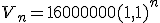V_n=16 000 000 (1,1)^n